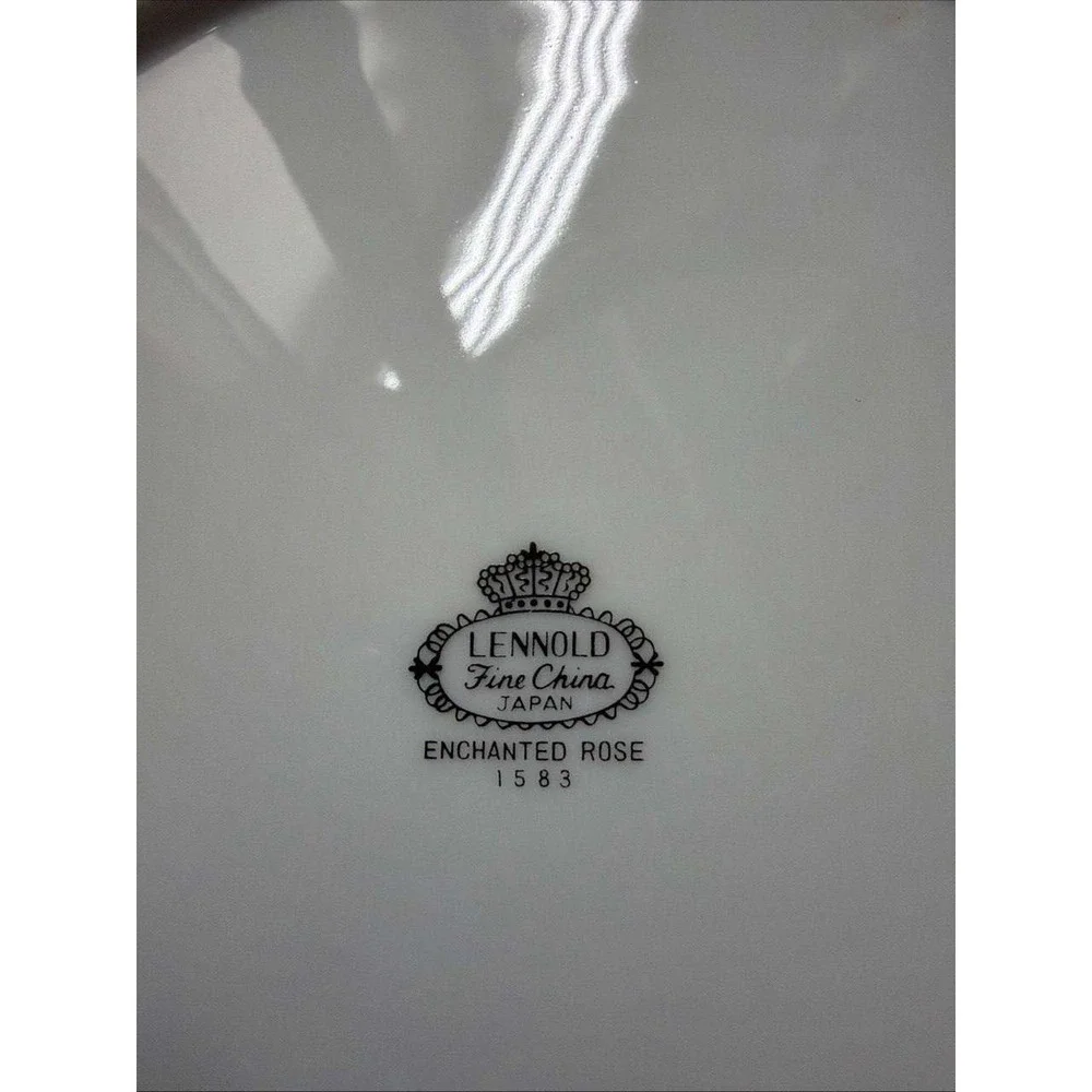 Lennold Fine China Enchanted Rose 1583 Japan Dinnerware Set Pink Floral Silver